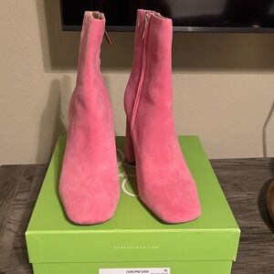 Sam Edelman Cool Pink Suede Block Heeled Boots